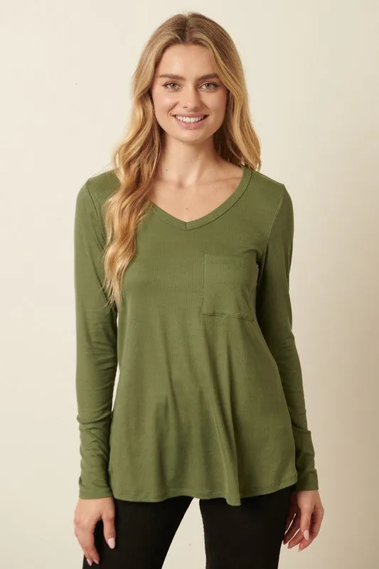 Rib Knit Pocket Top