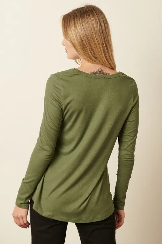 Rib Knit Pocket Top
