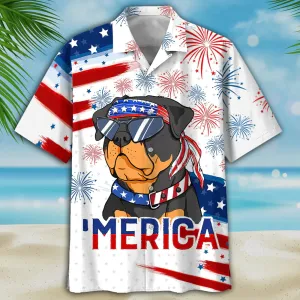 Rottweiler Dog Merica Independence Day USA Flag Hawaiian Shirt For Men Women, 4th of July Gift For Dog Lovers