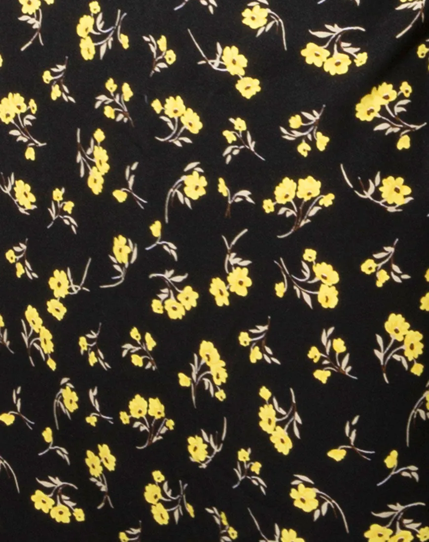 Sayan Maxi Skirt in Buttercup Black and Yellow