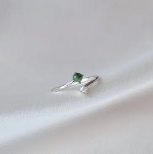 Silver Jade and Pearl Ring - Lune