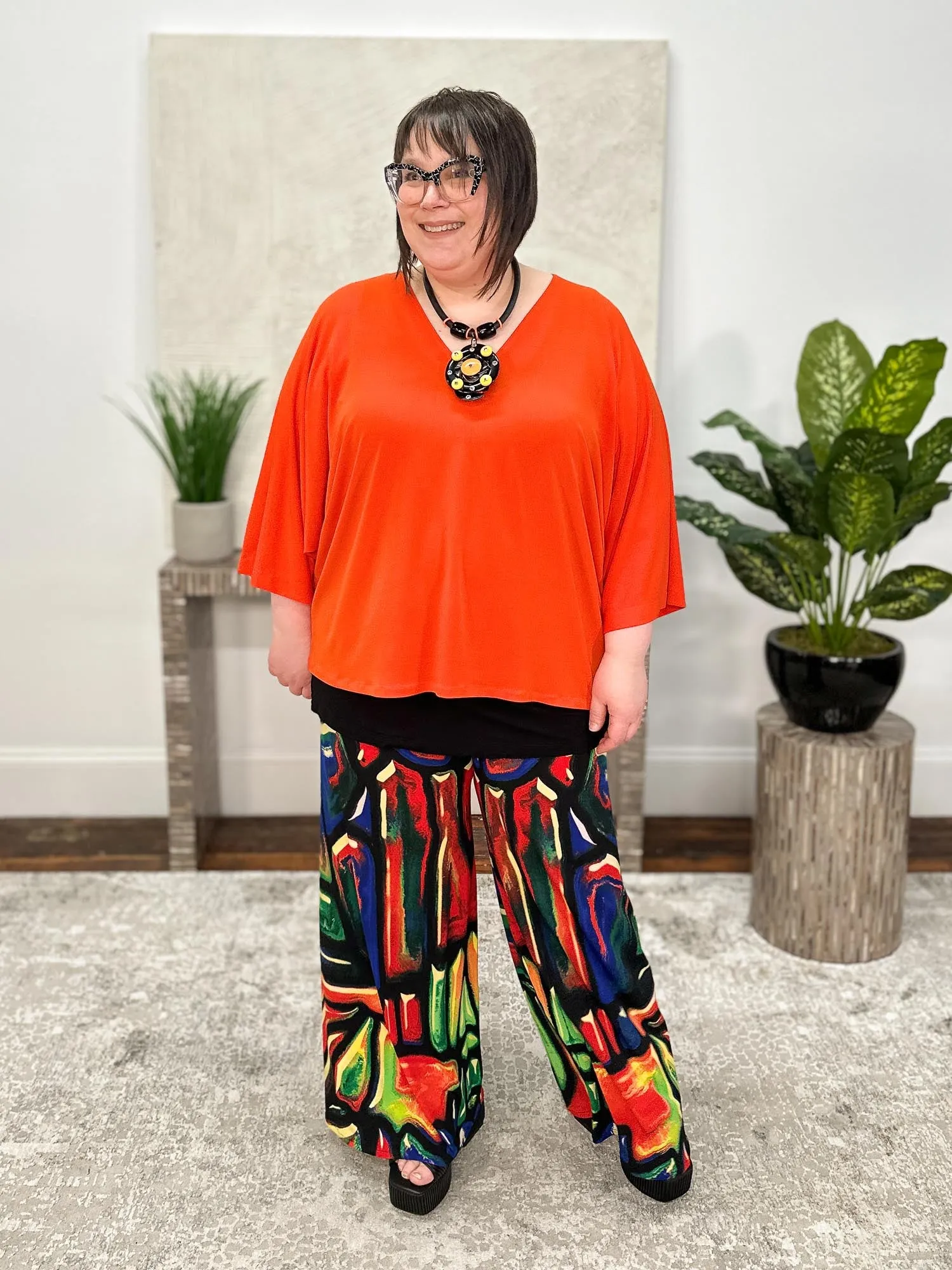 Single Layered Wide Leg Pants, Atlantis