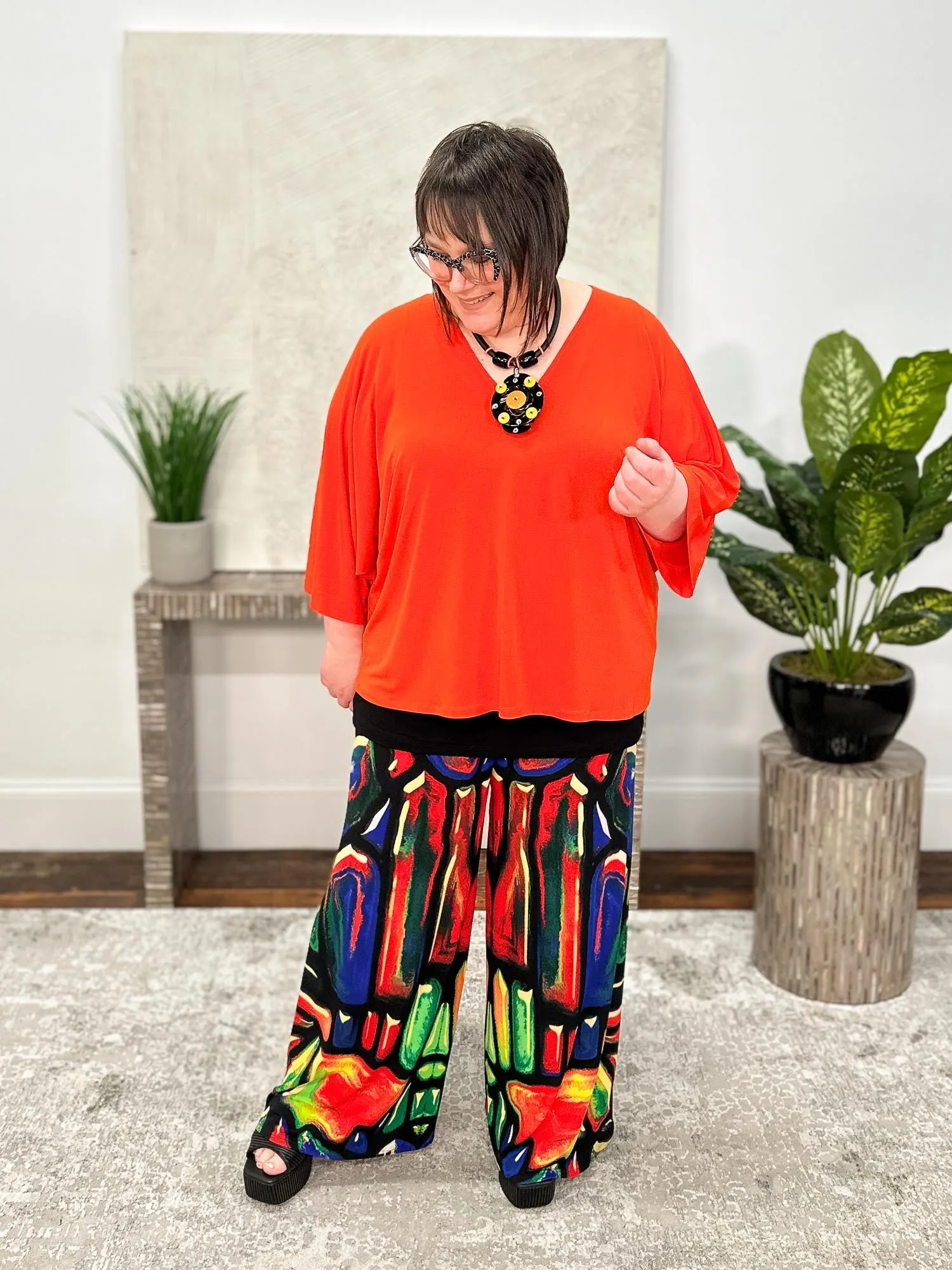 Single Layered Wide Leg Pants, Atlantis