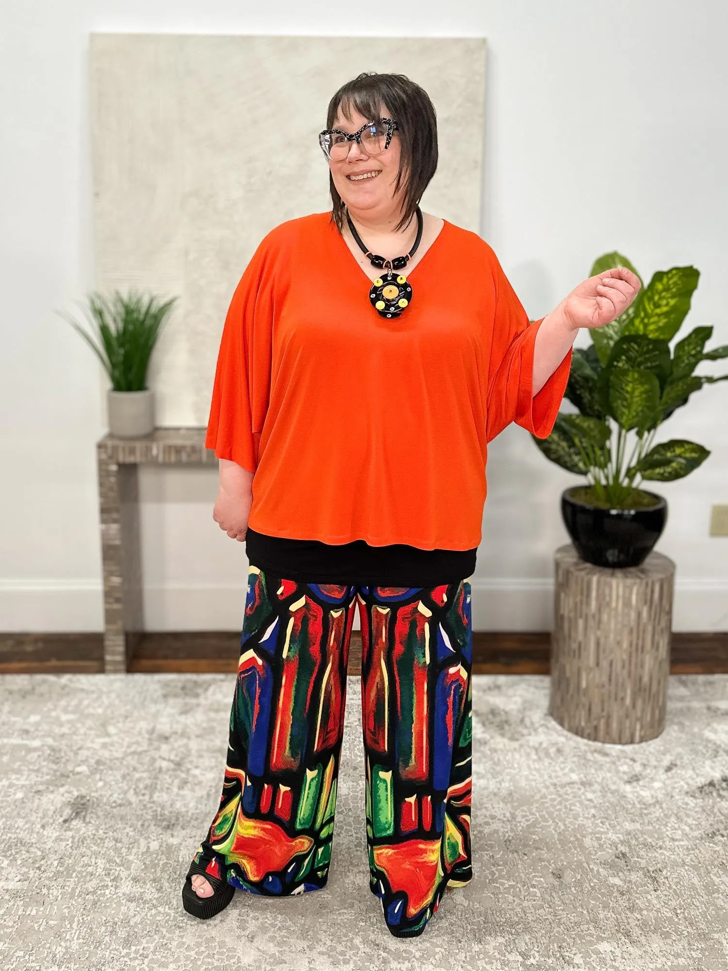 Single Layered Wide Leg Pants, Atlantis