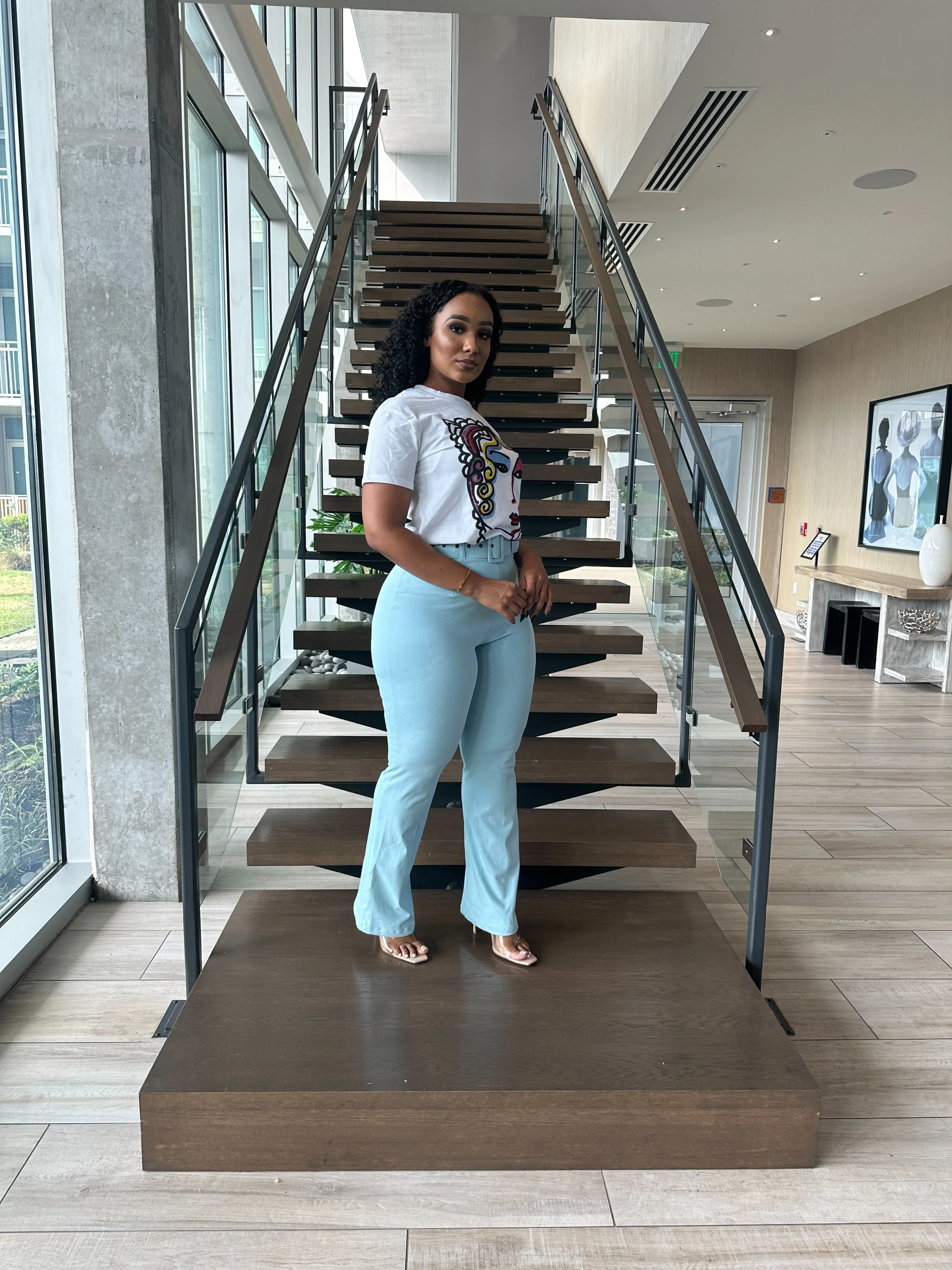 Sky Blue Flared Pants