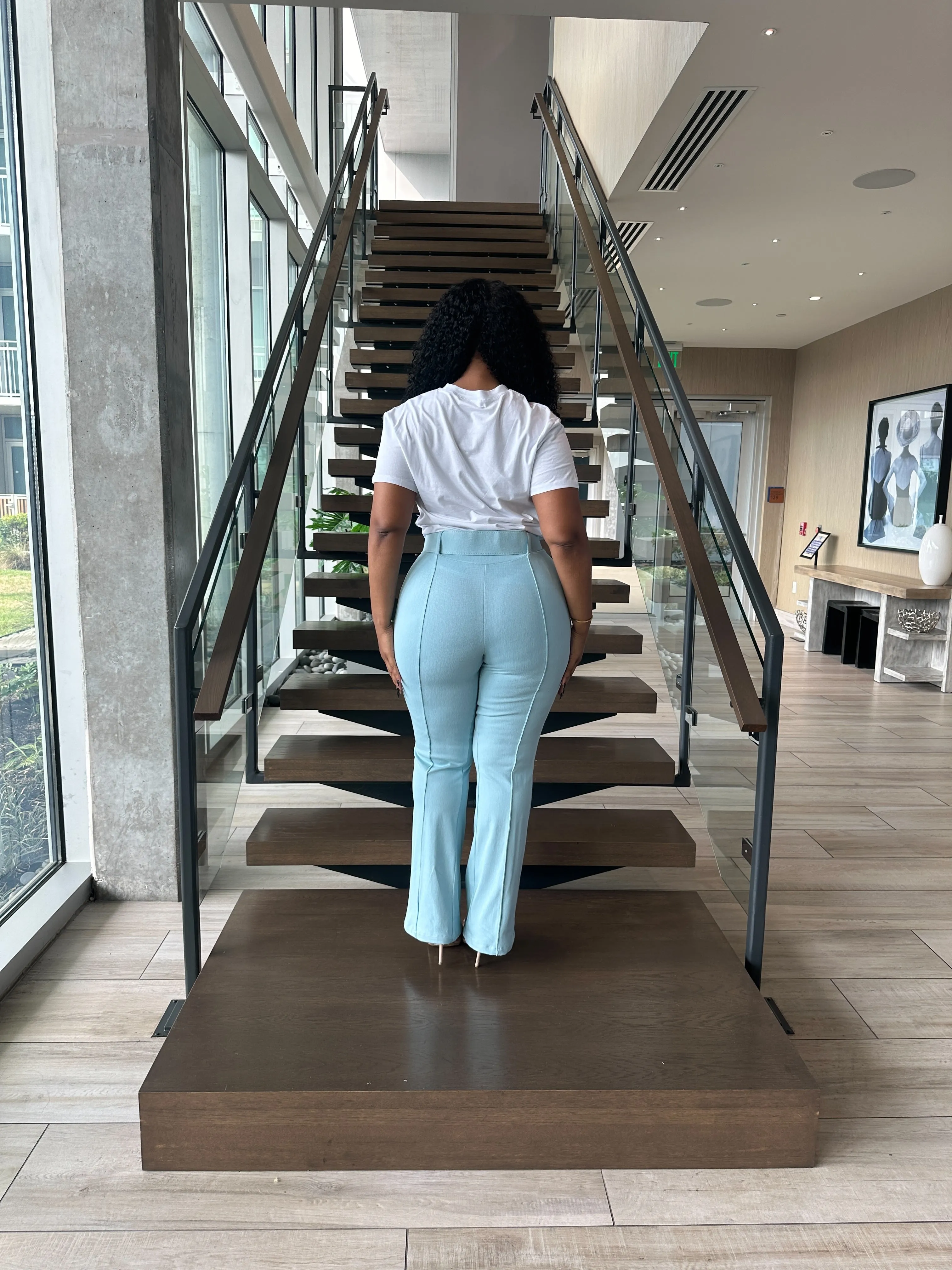 Sky Blue Flared Pants