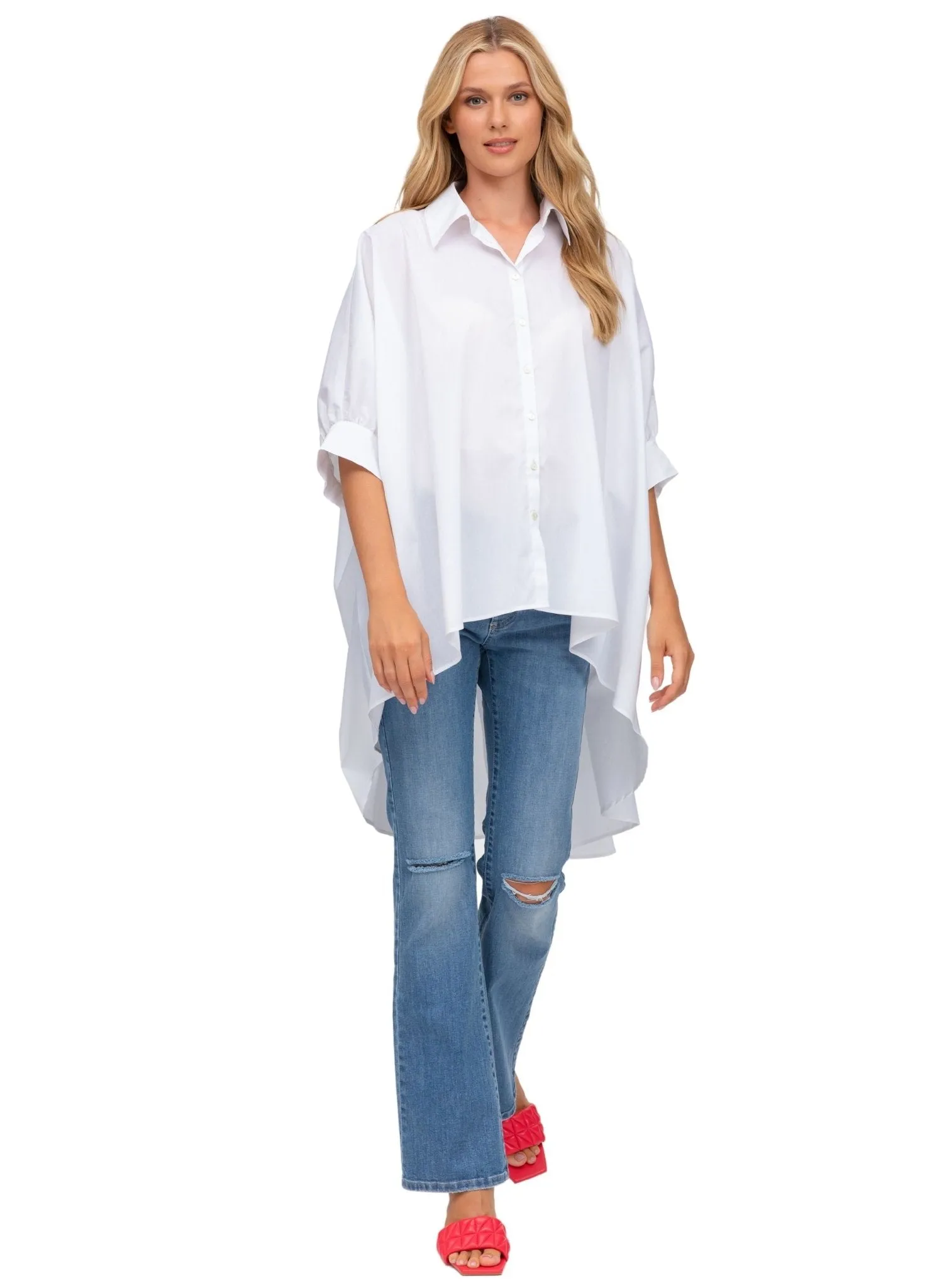 Slim Flare Maternity Jeans with Breaks - Medium Light Wash