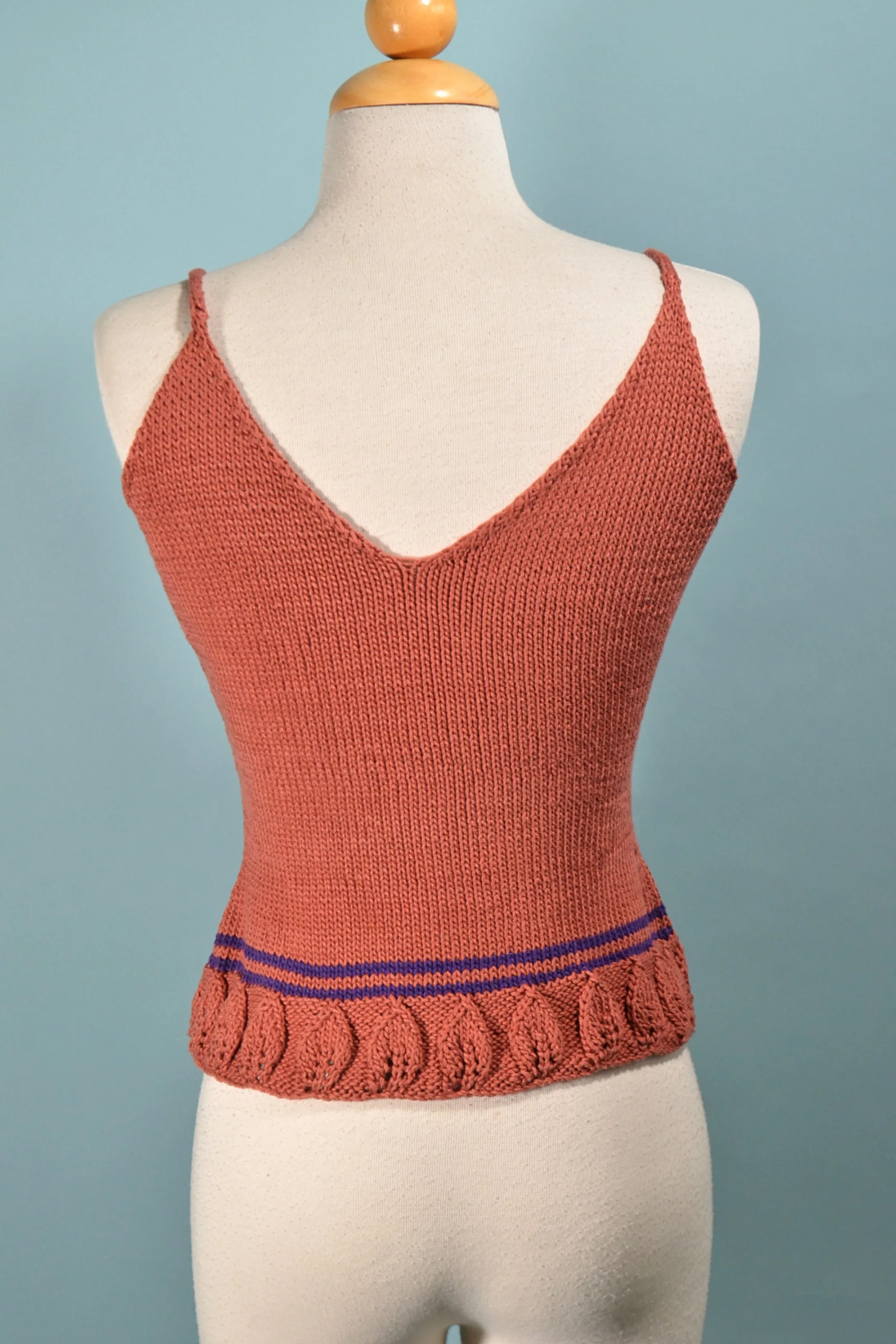 SOLD Vintage Knit Top with Flower Detail, Hand Knit Top S