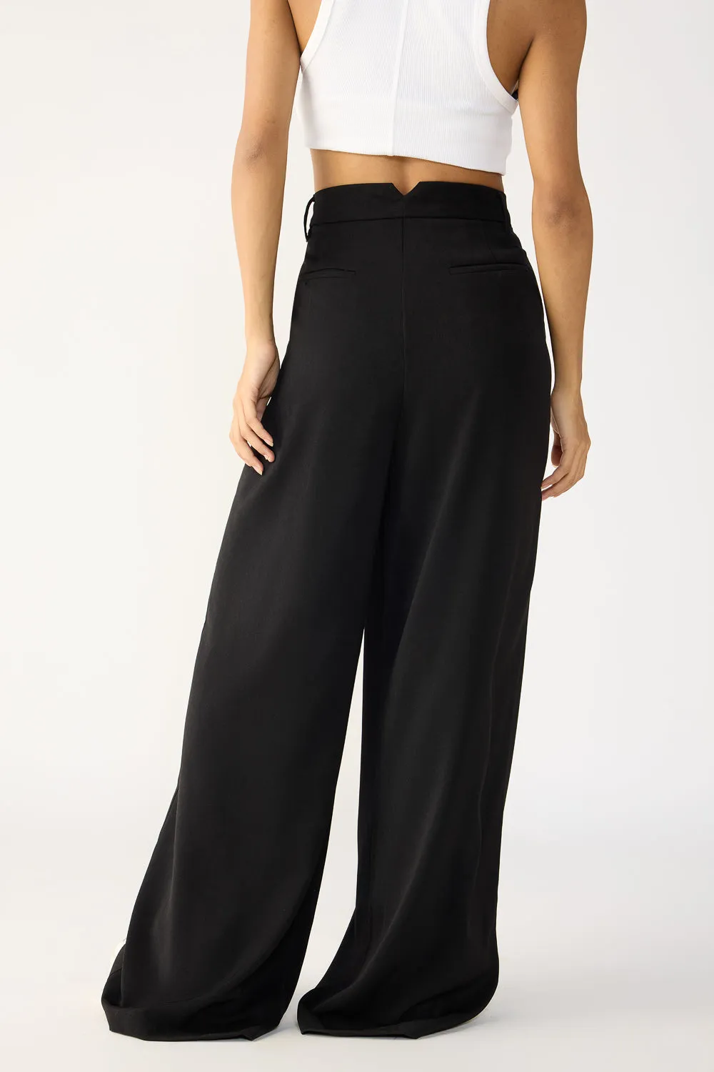 Solid Black Super Flared Korean Pants