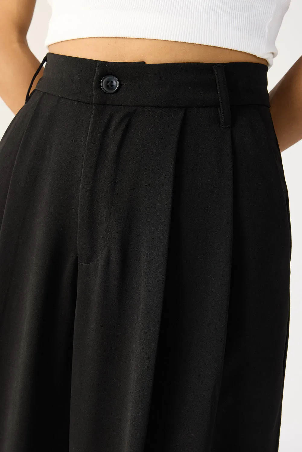 Solid Black Super Flared Korean Pants
