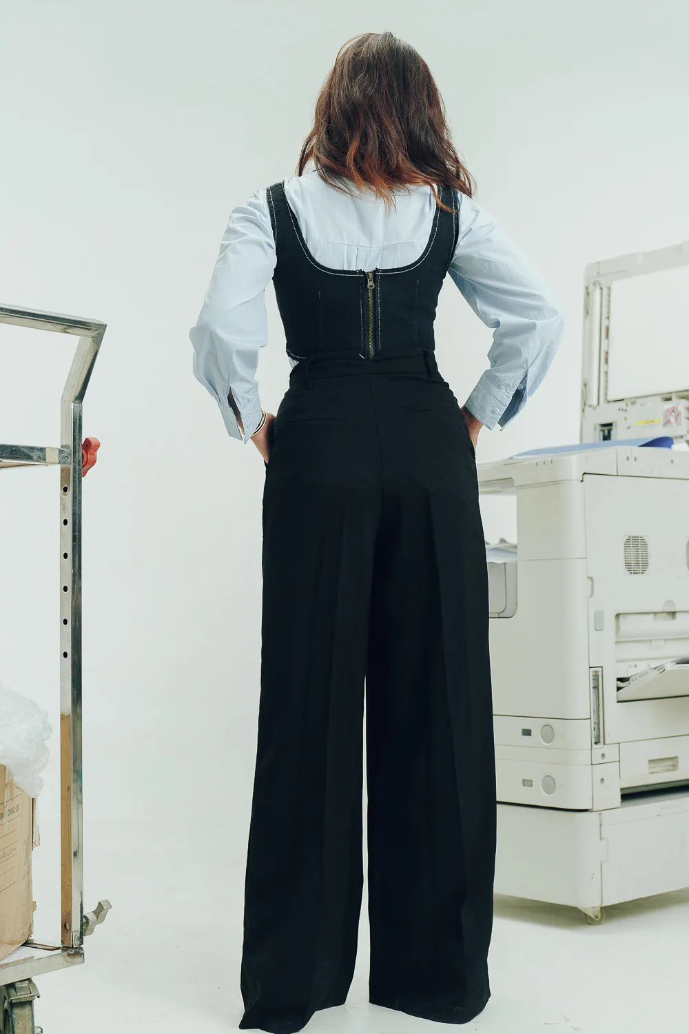 Solid Black Super Flared Korean Pants