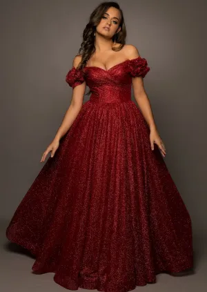 Sparkling dark red tulle princes dress