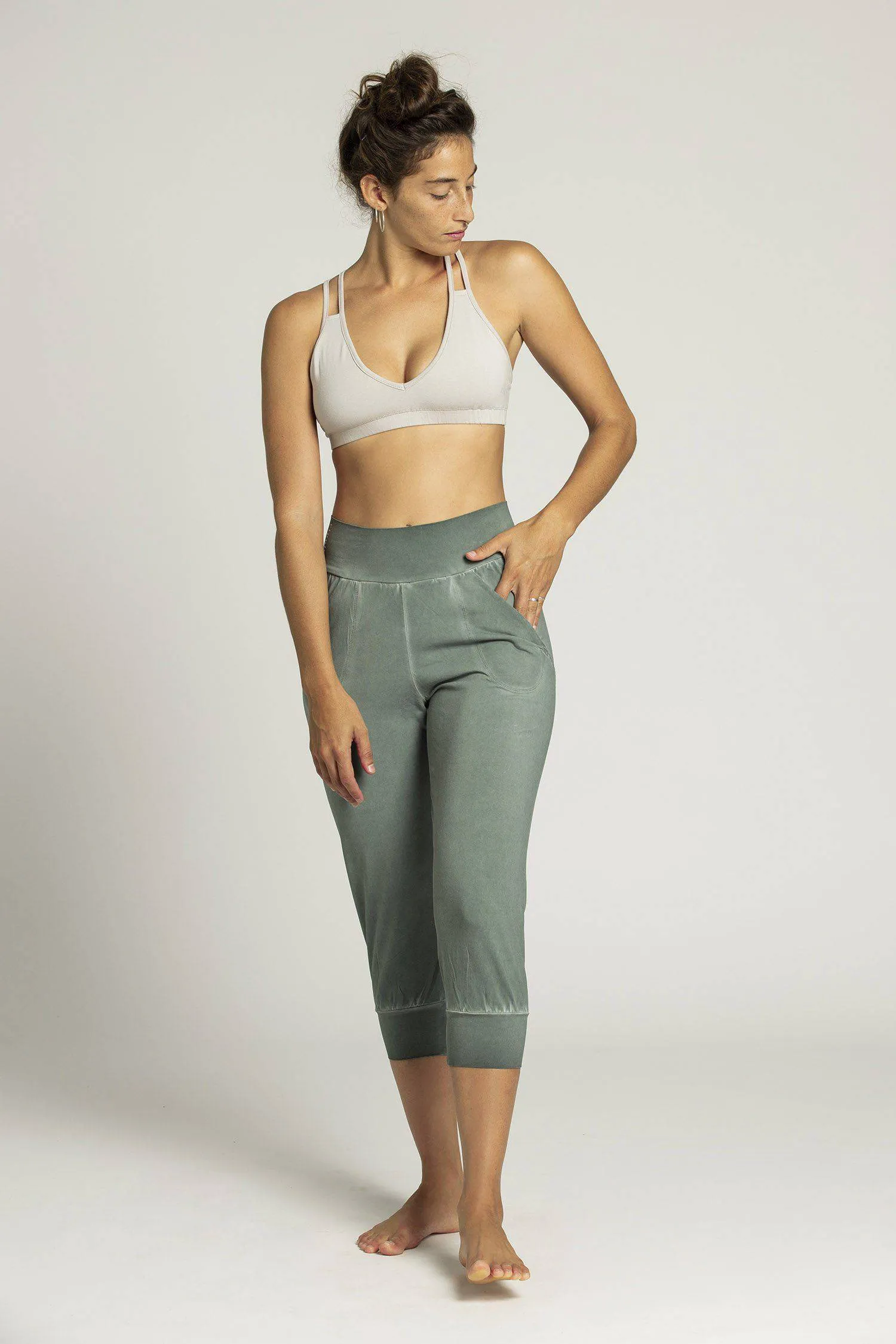 Stonewash Slouchy Capri Pants
