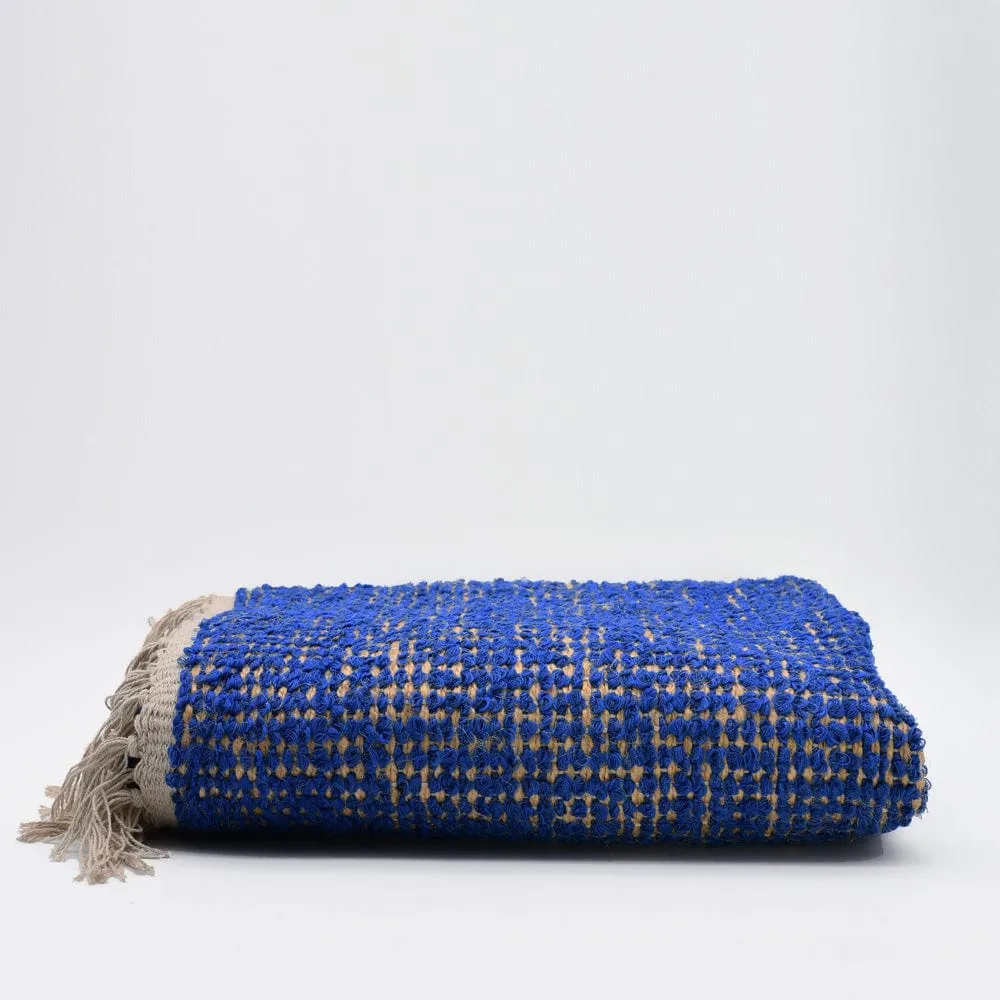 Tapis artisanal en sisal et coton 160x95 - Bleu