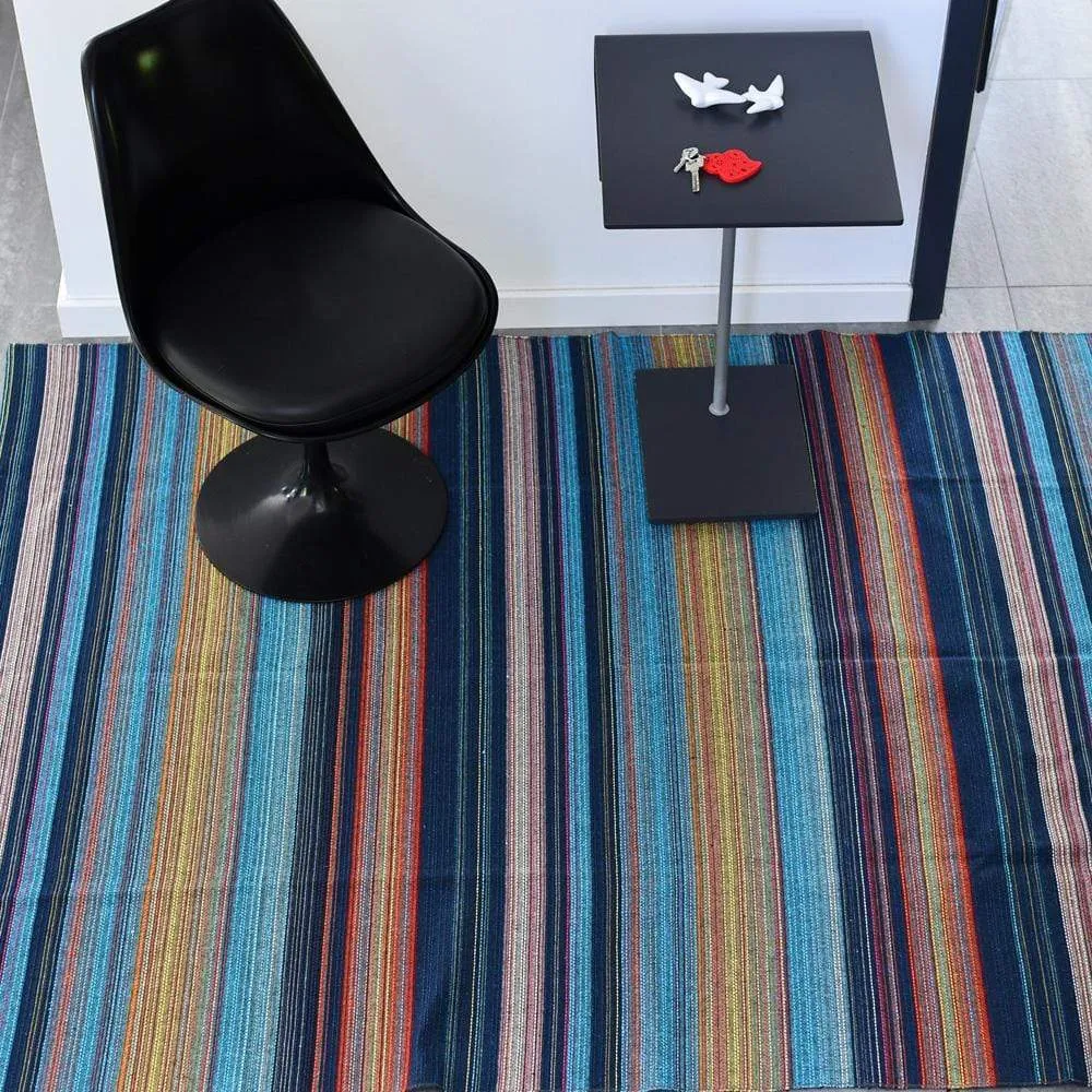 Tapis fin en coton 210x150 - Turquoise
