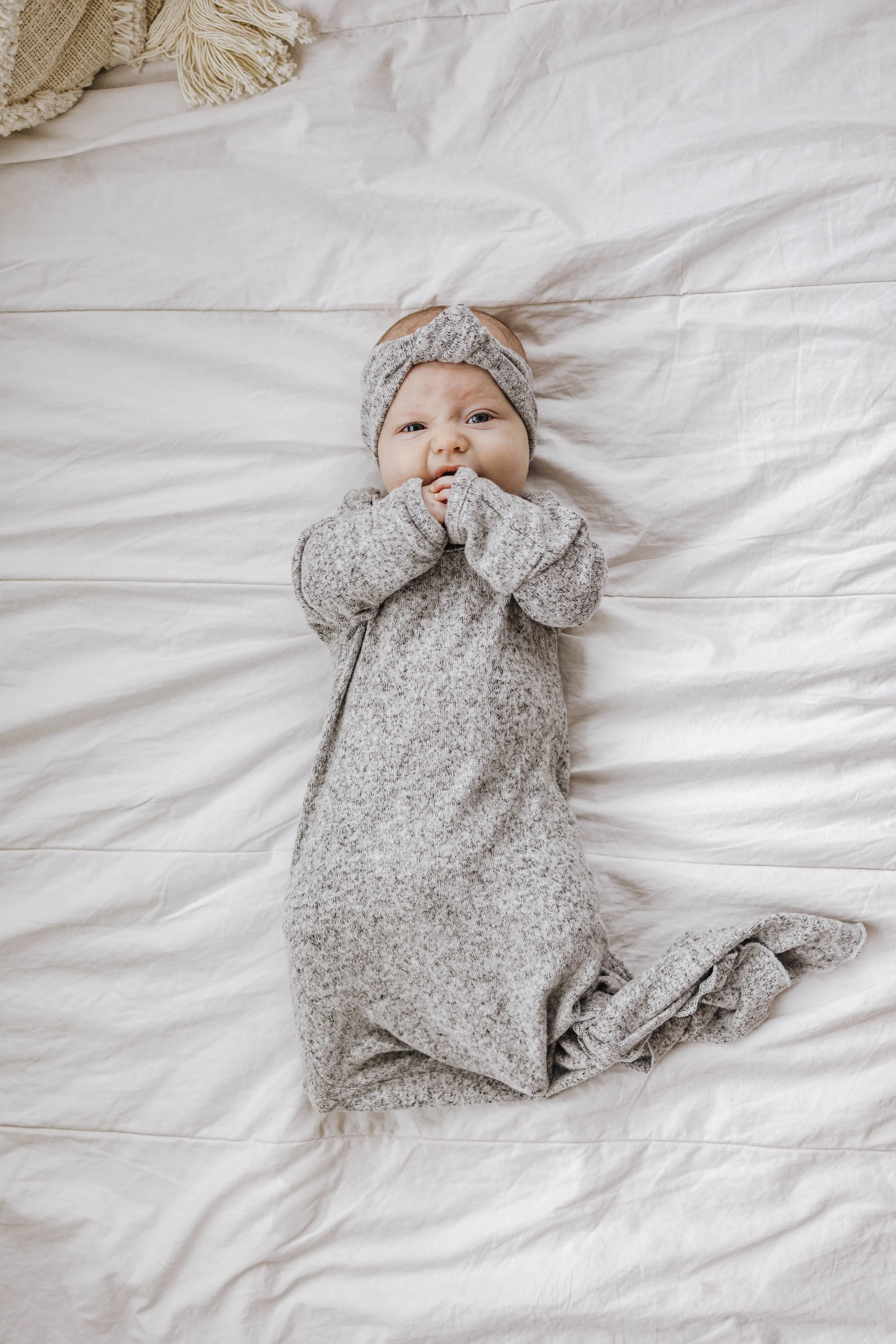 Top Knot Headband | Heather Grey Sweater Knit