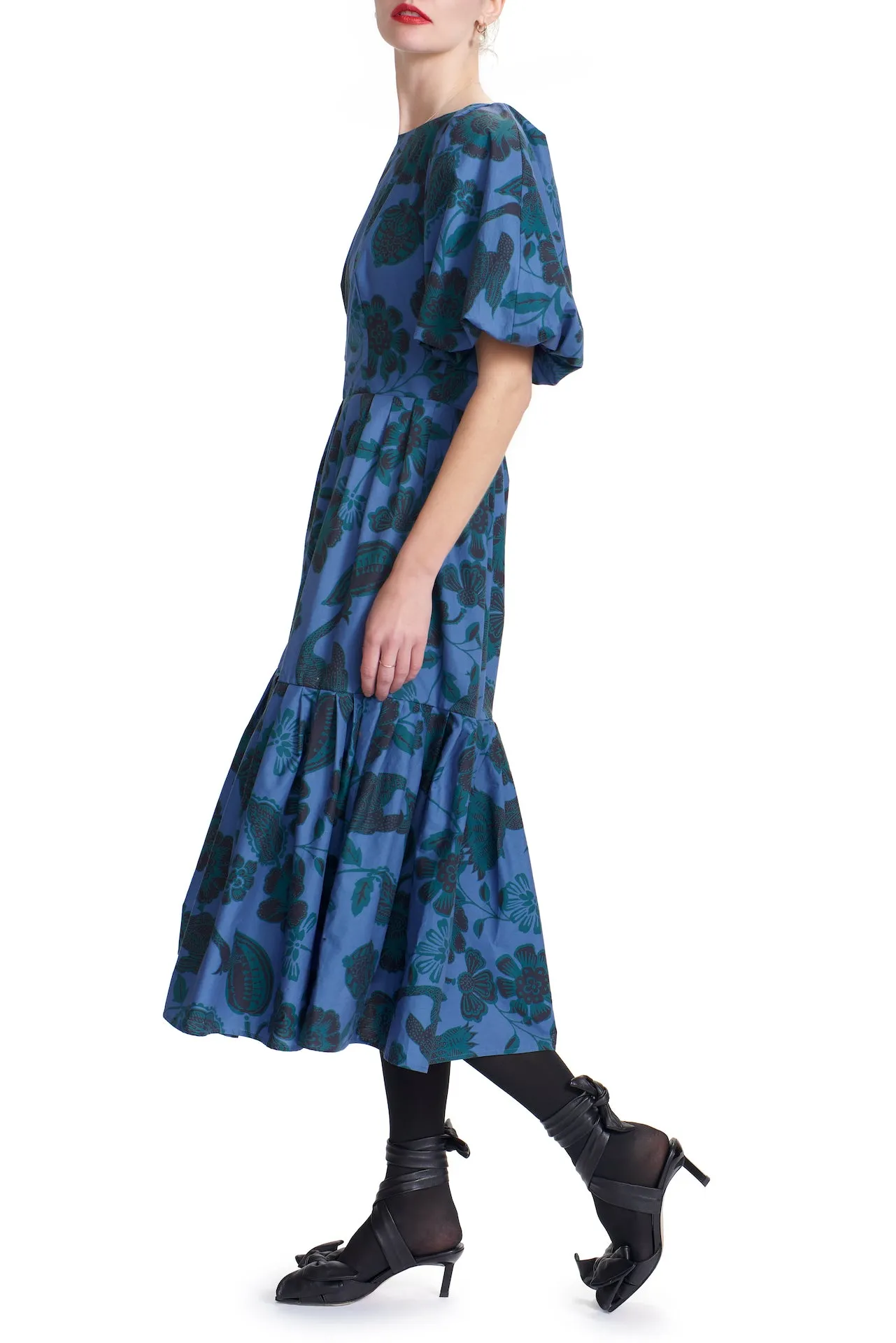 TRUDY PUFF SLEEVE MIDI DRESS- Toile