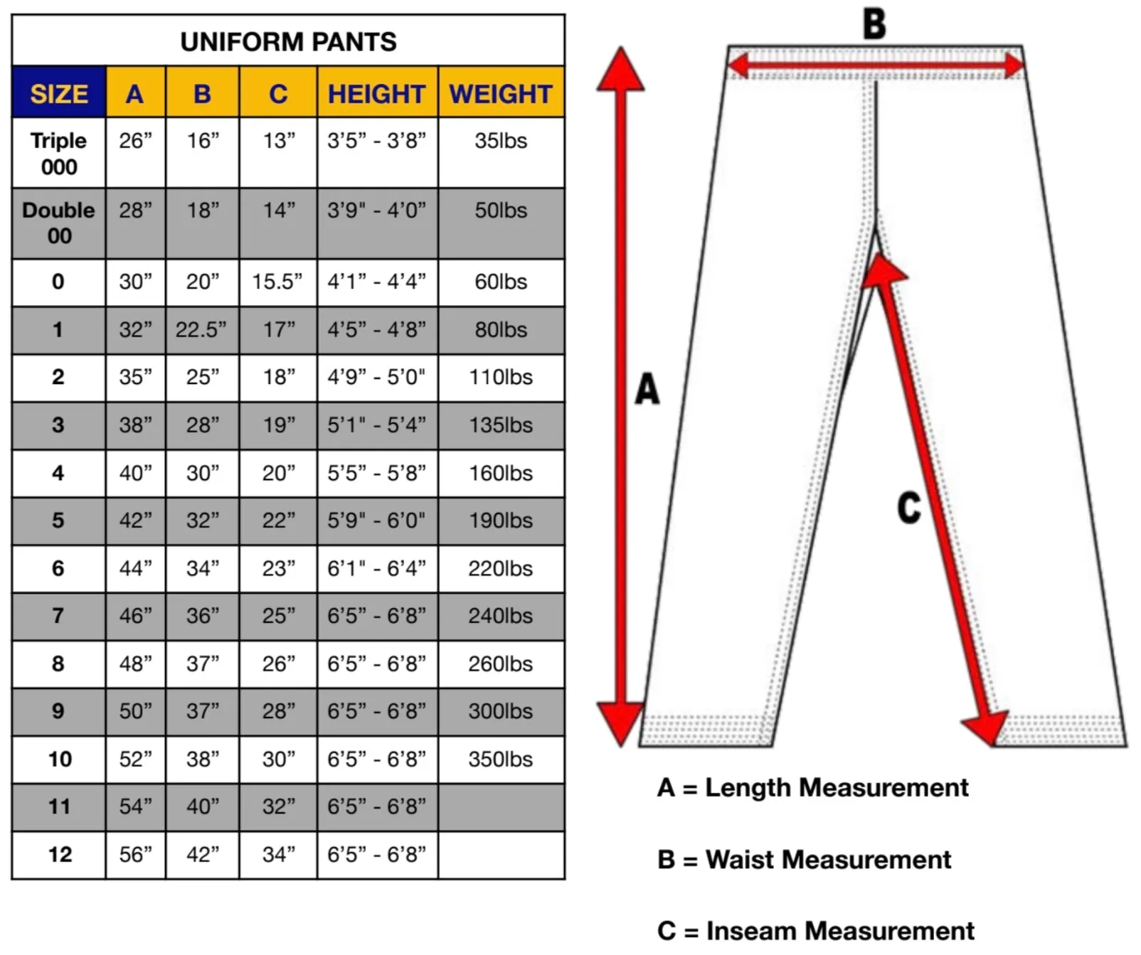 Uniform Pants - Black Uniform Pants for Black Belts ONLY