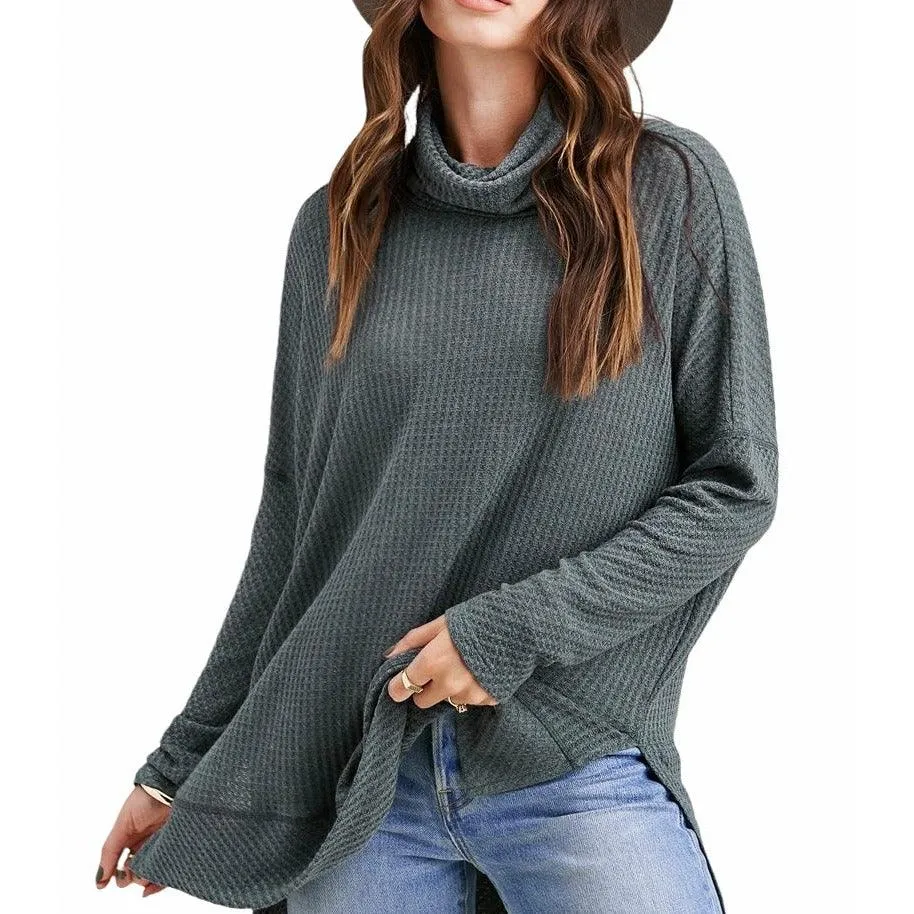Valerie Cowlneck Waffle Knit Top