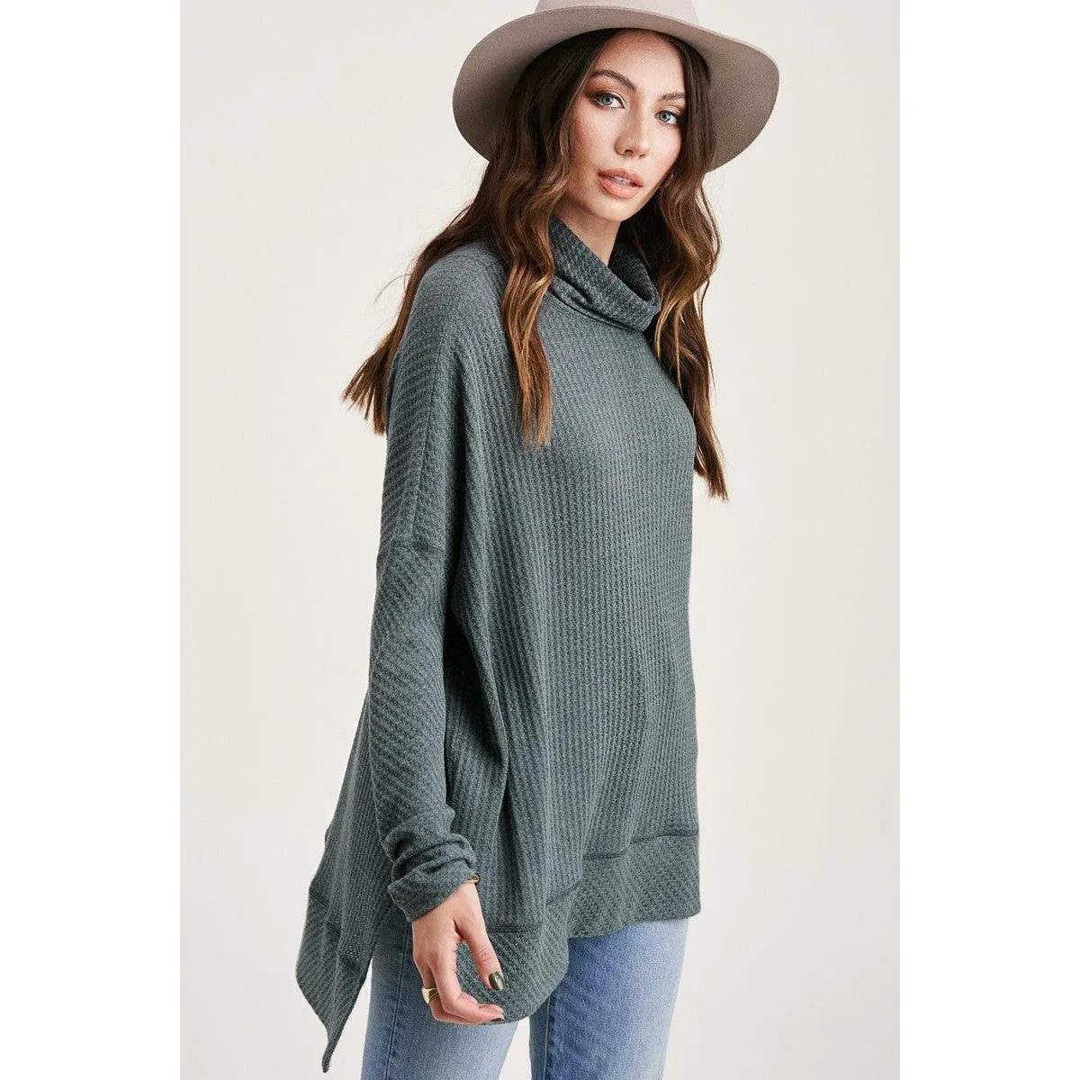Valerie Cowlneck Waffle Knit Top