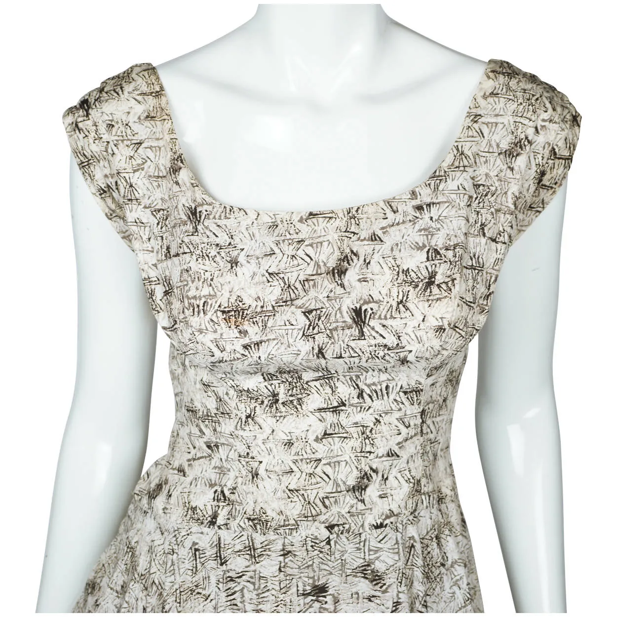 Vintage 50s Dress with Crinoline Skirt Abstract Print Sz S