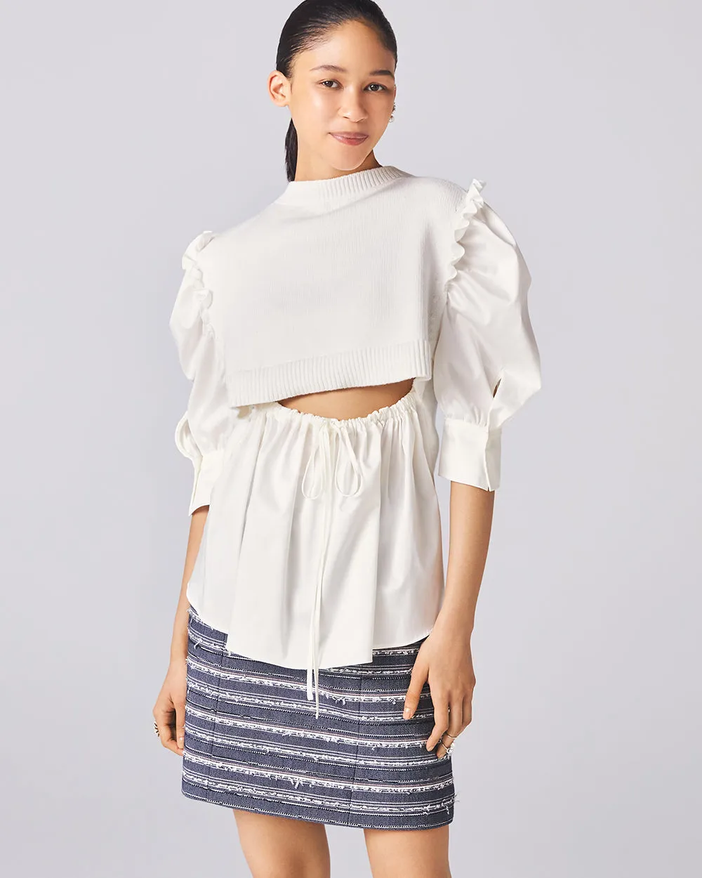 White Goldfish Knit Top