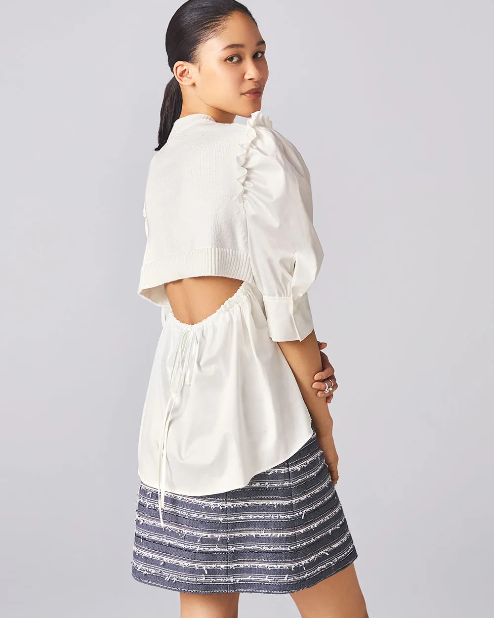 White Goldfish Knit Top