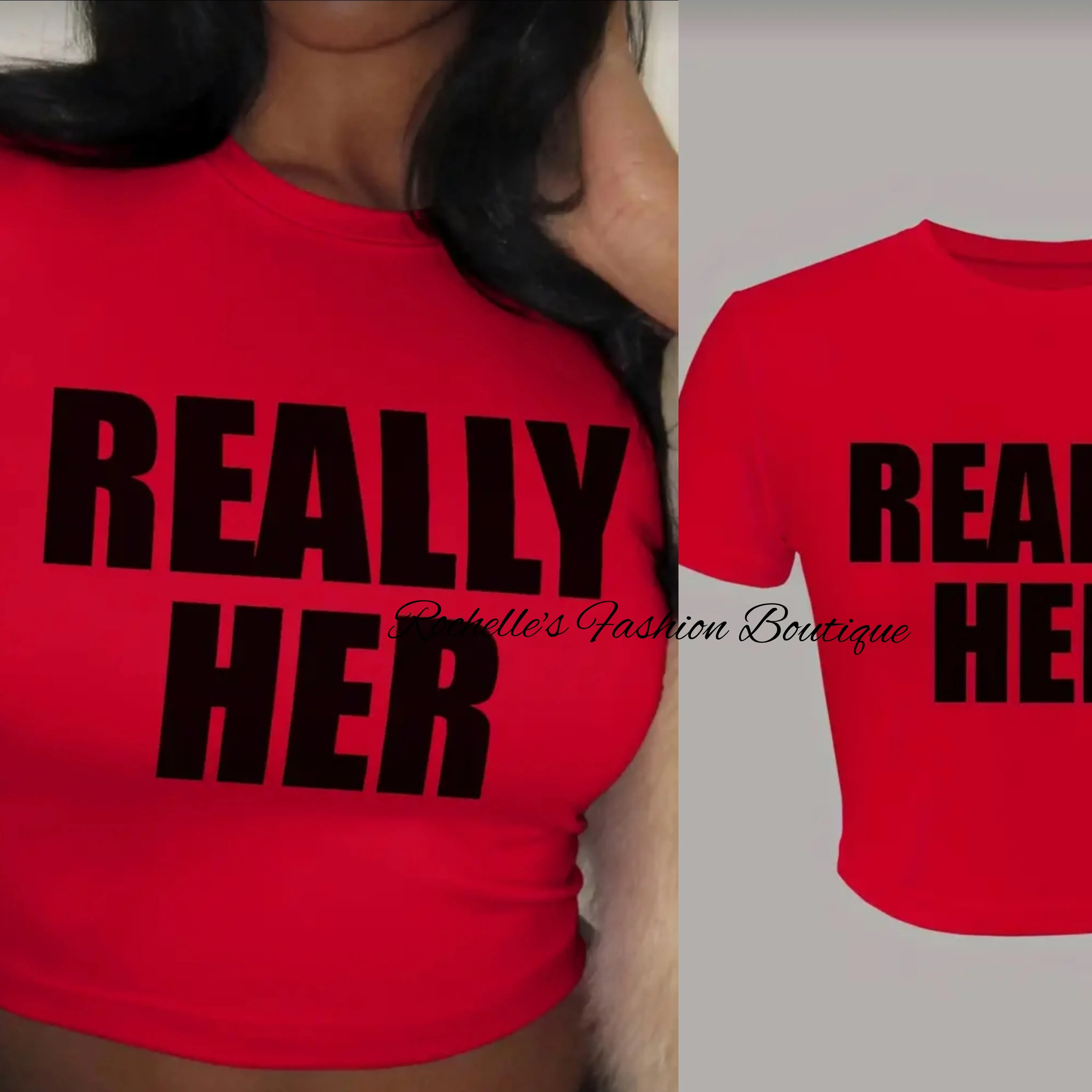 White Really Her Crop Top T-Shirt