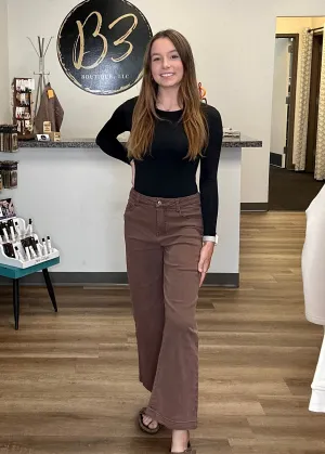 Wide Leg Chocolate Brown Jeans