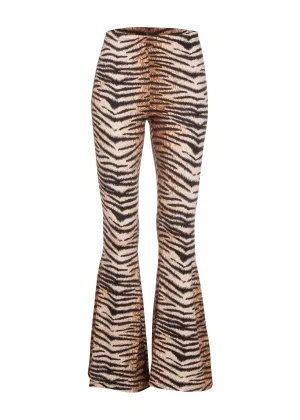 Wild Life Tiger Animal Print Flared Bell Bottom Pants