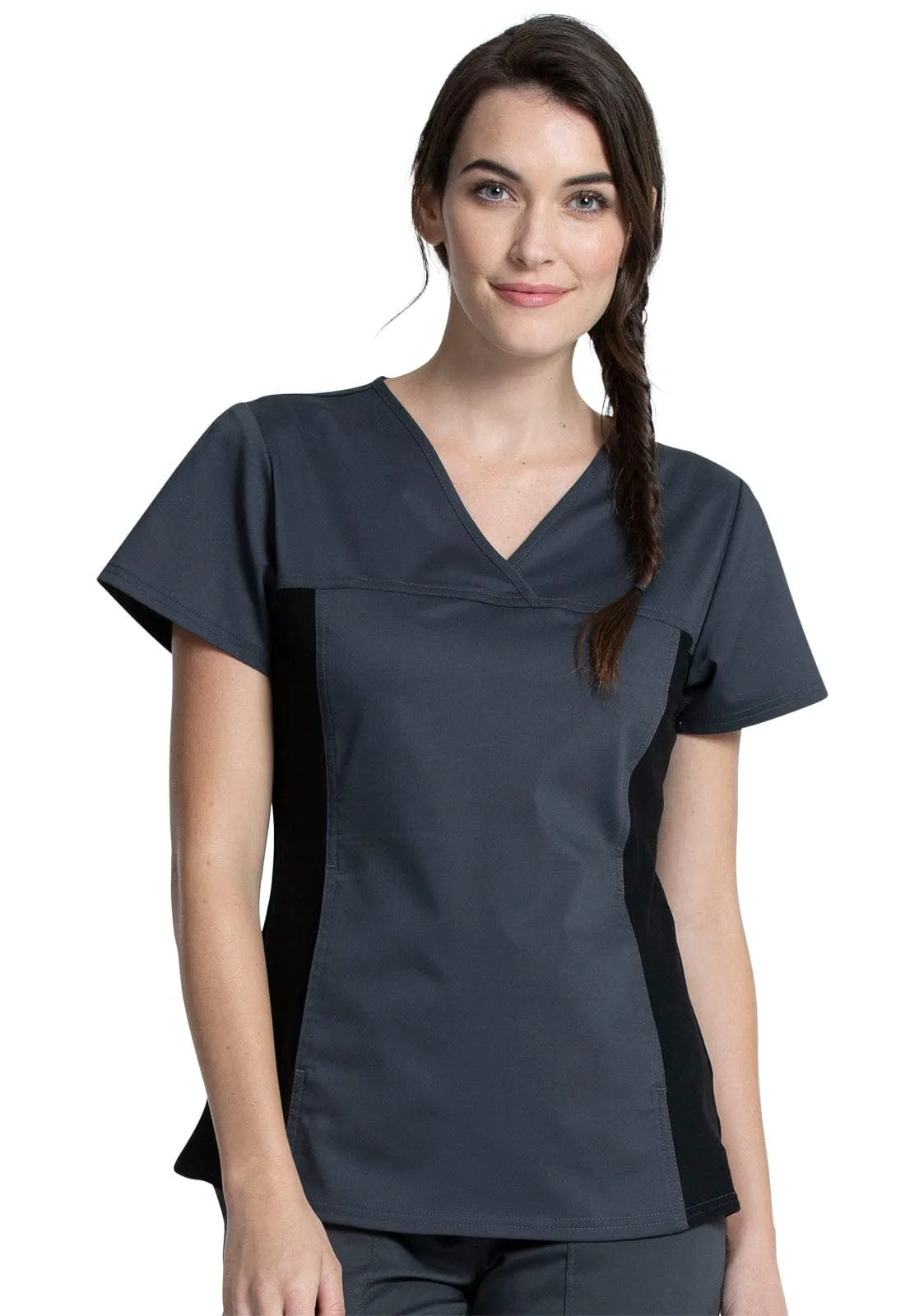 WW Revolution V-Neck Knit Panel Scrub Top WW2875