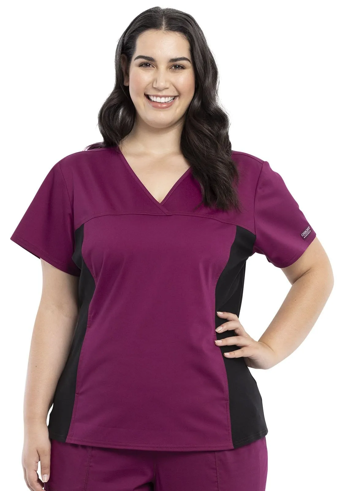 WW Revolution V-Neck Knit Panel Scrub Top WW2875