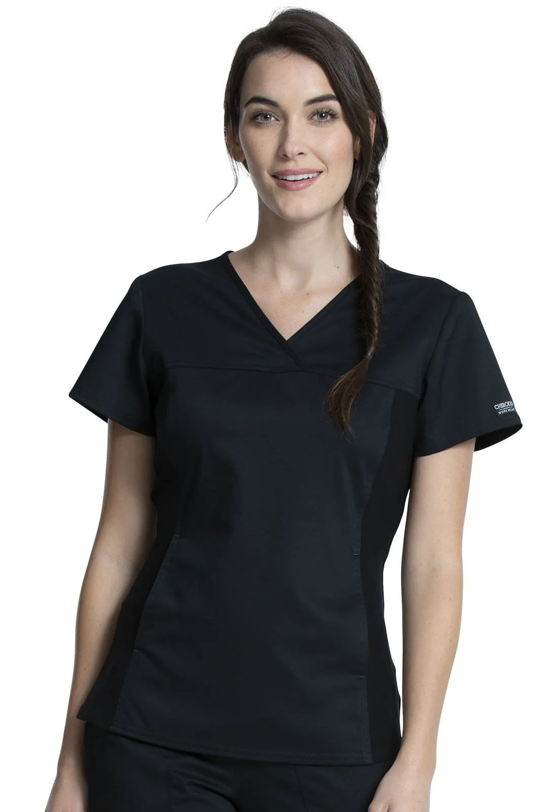 WW Revolution V-Neck Knit Panel Scrub Top WW2875