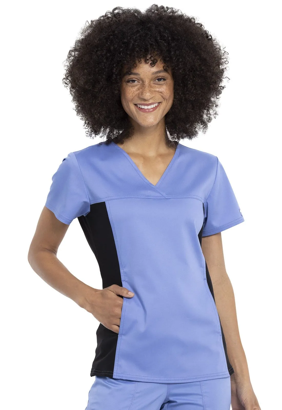 WW Revolution V-Neck Knit Panel Scrub Top WW2875
