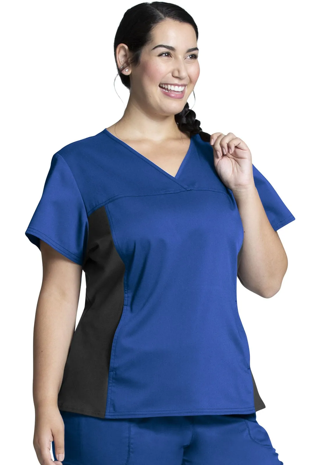 WW Revolution V-Neck Knit Panel Scrub Top WW2875