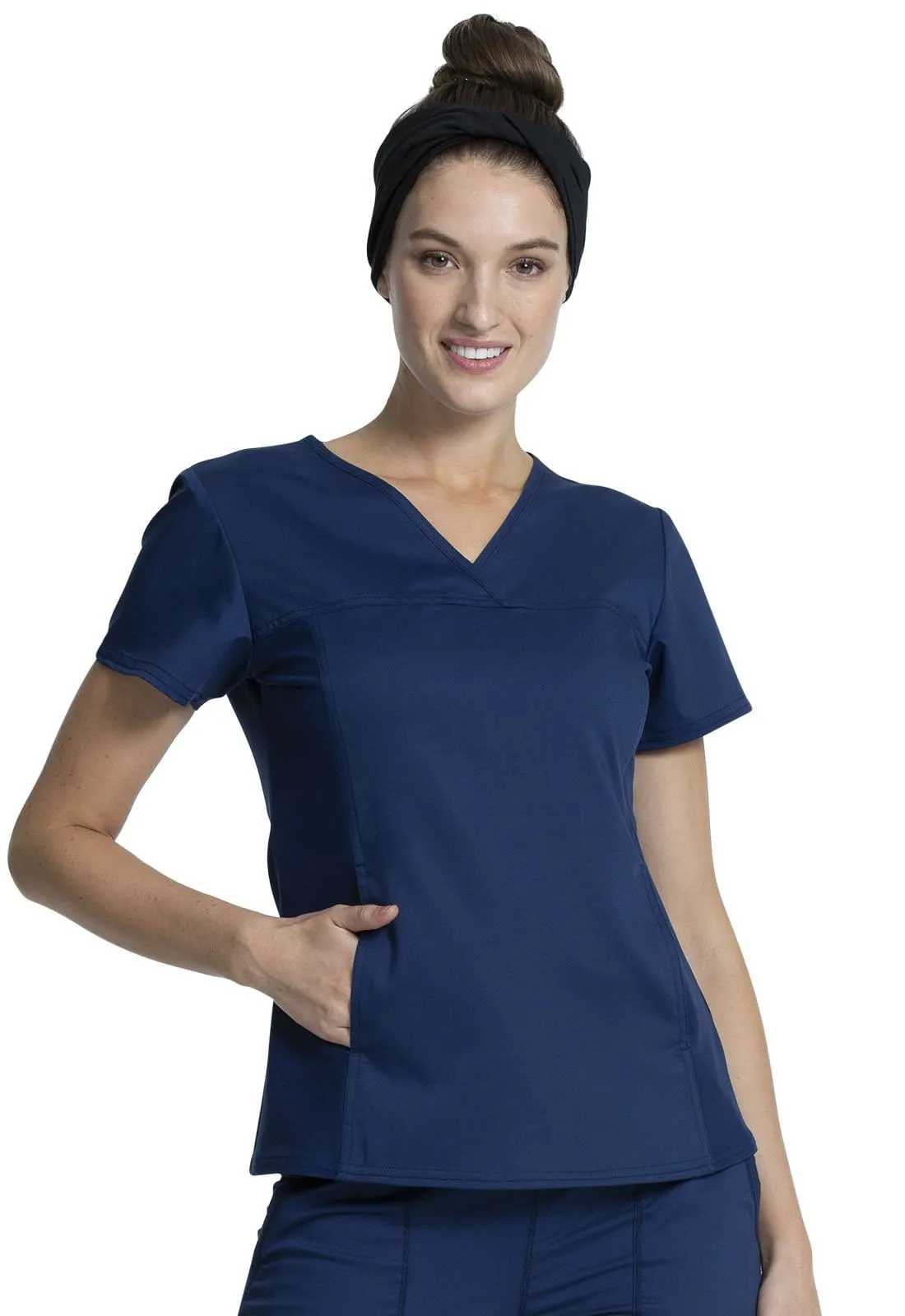 WW Revolution V-Neck Knit Panel Scrub Top WW2875