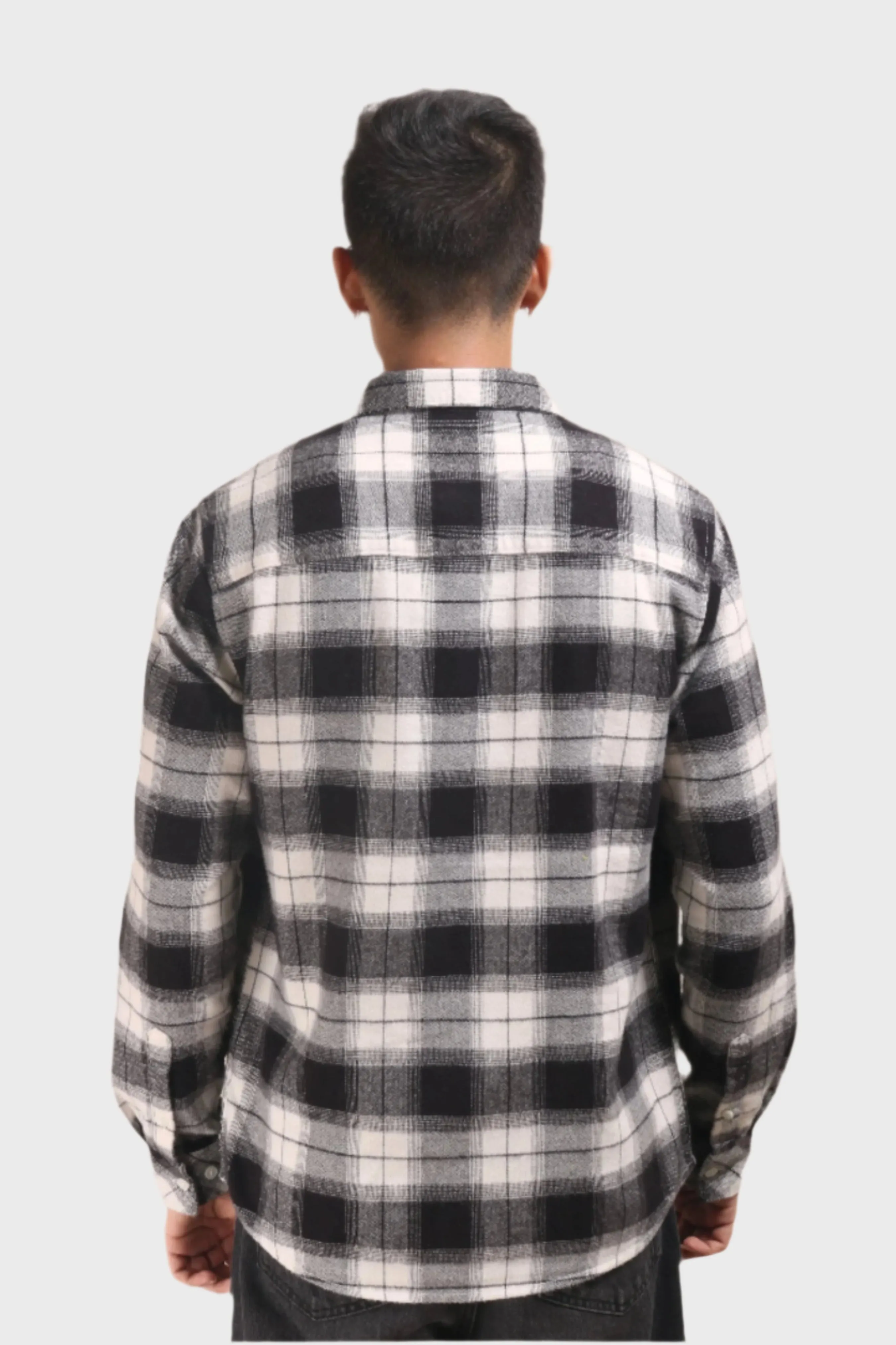 XKIND BLACK FLANNEL CHECKS REGULAR FIT SHIRT