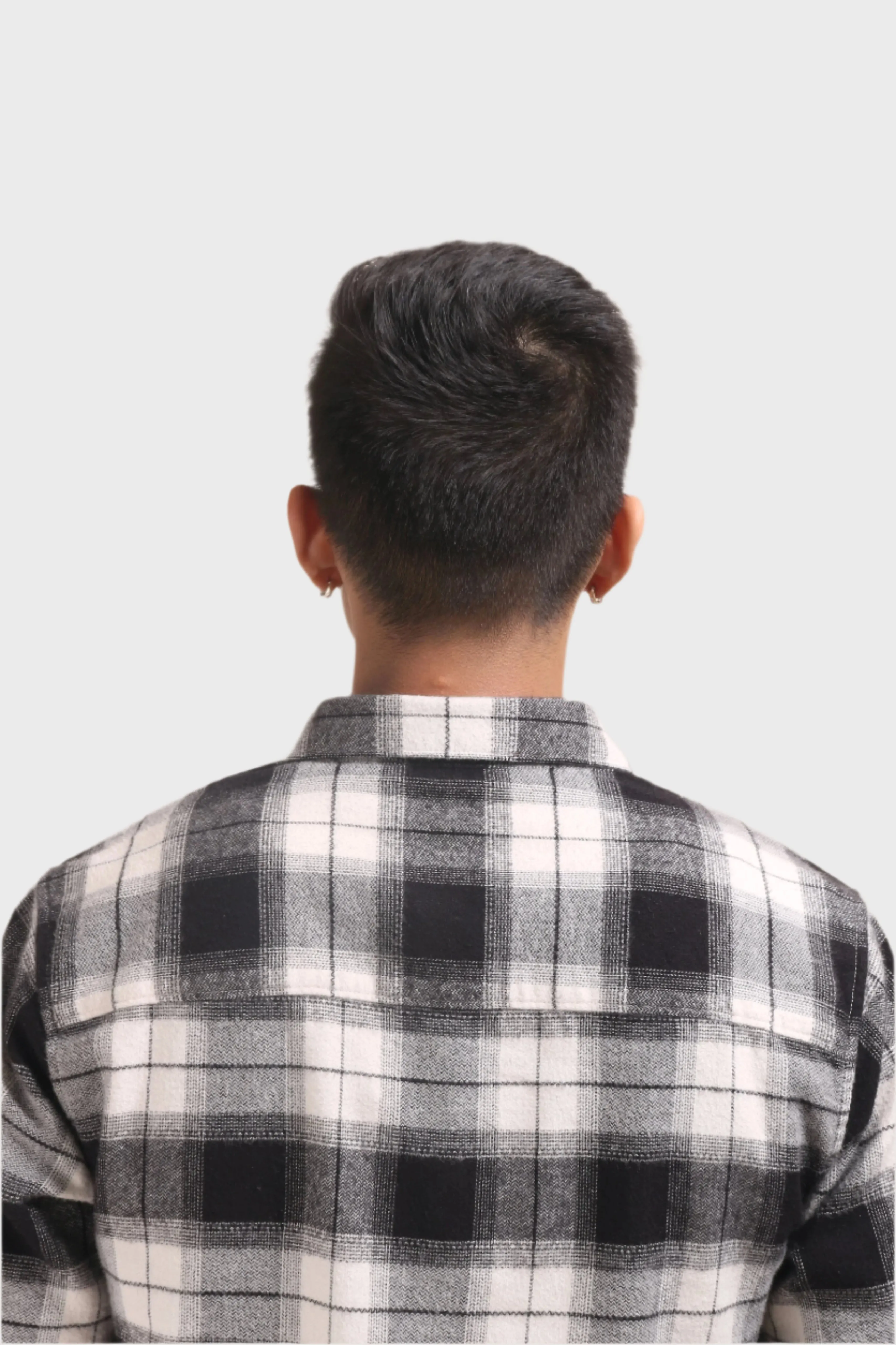 XKIND BLACK FLANNEL CHECKS REGULAR FIT SHIRT