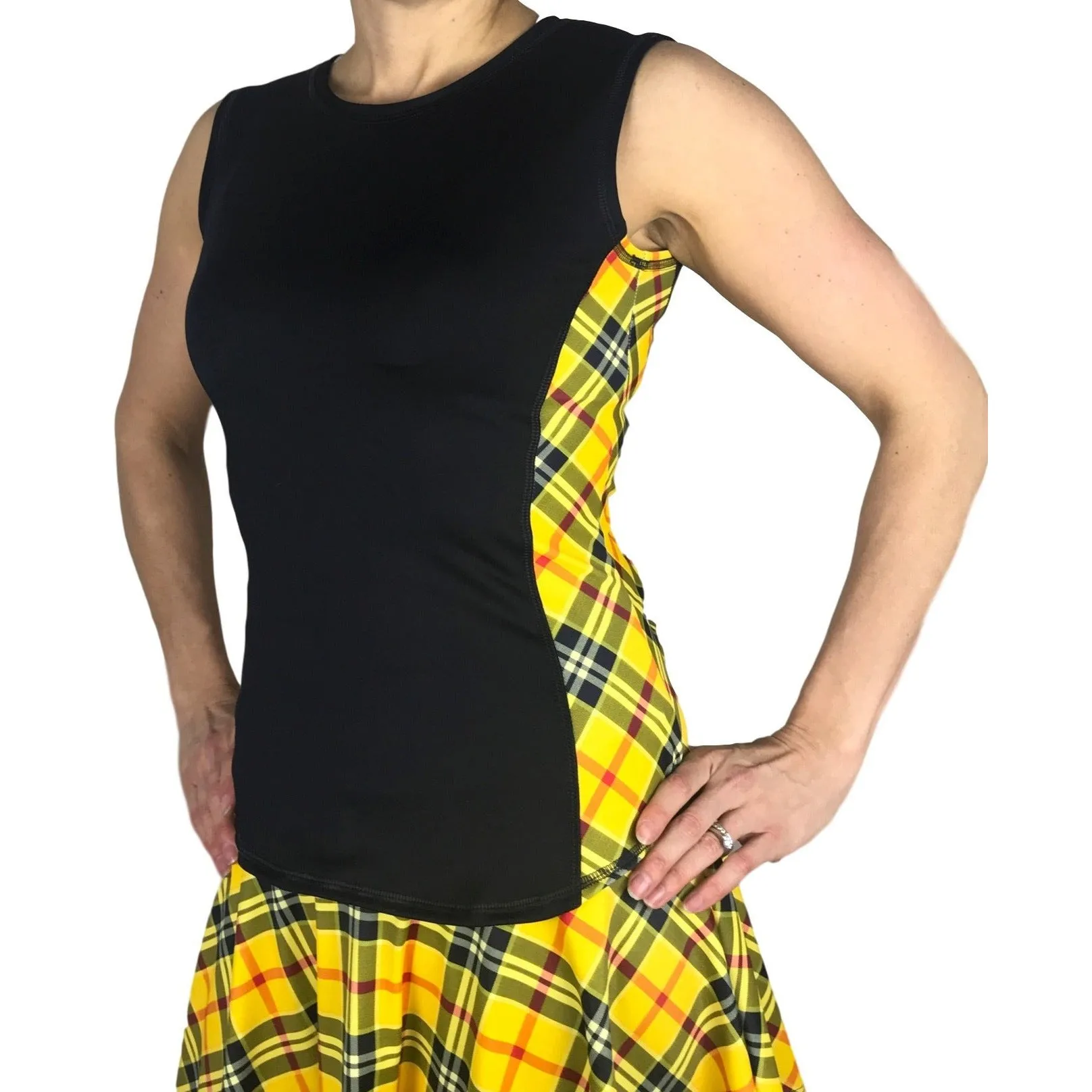 Yellow Plaid Athletic Tank, Golf Shirt, Tennis Shirt, Running Shirt or Top, Yoga Top