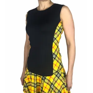 Yellow Plaid Athletic Tank, Golf Shirt, Tennis Shirt, Running Shirt or Top, Yoga Top