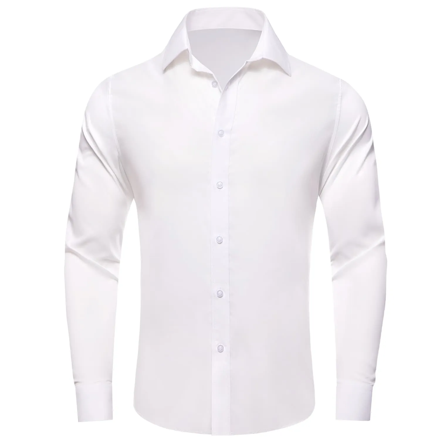 YourTies White Solid Long Sleeve Shirt with Black Floral Silk Tie for Men