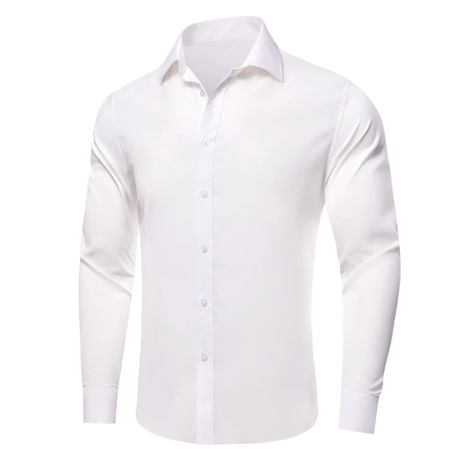 YourTies White Solid Long Sleeve Shirt with Black Floral Silk Tie for Men